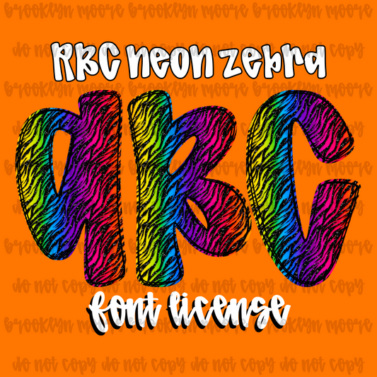 RBC neon glitter zebra FONT LICENSE