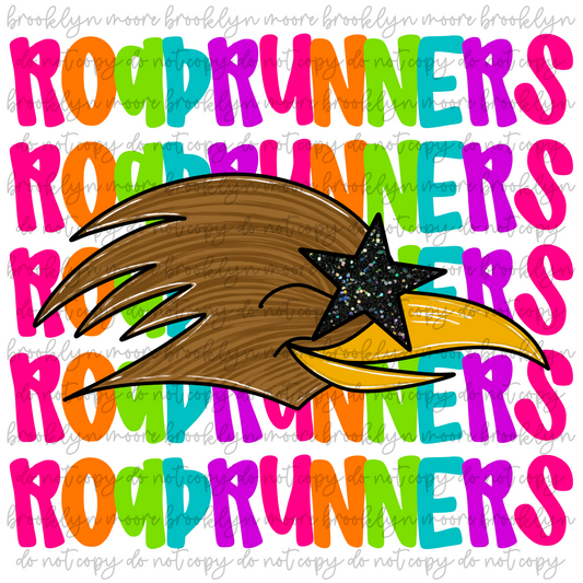 neon star-eyed roadrunners png