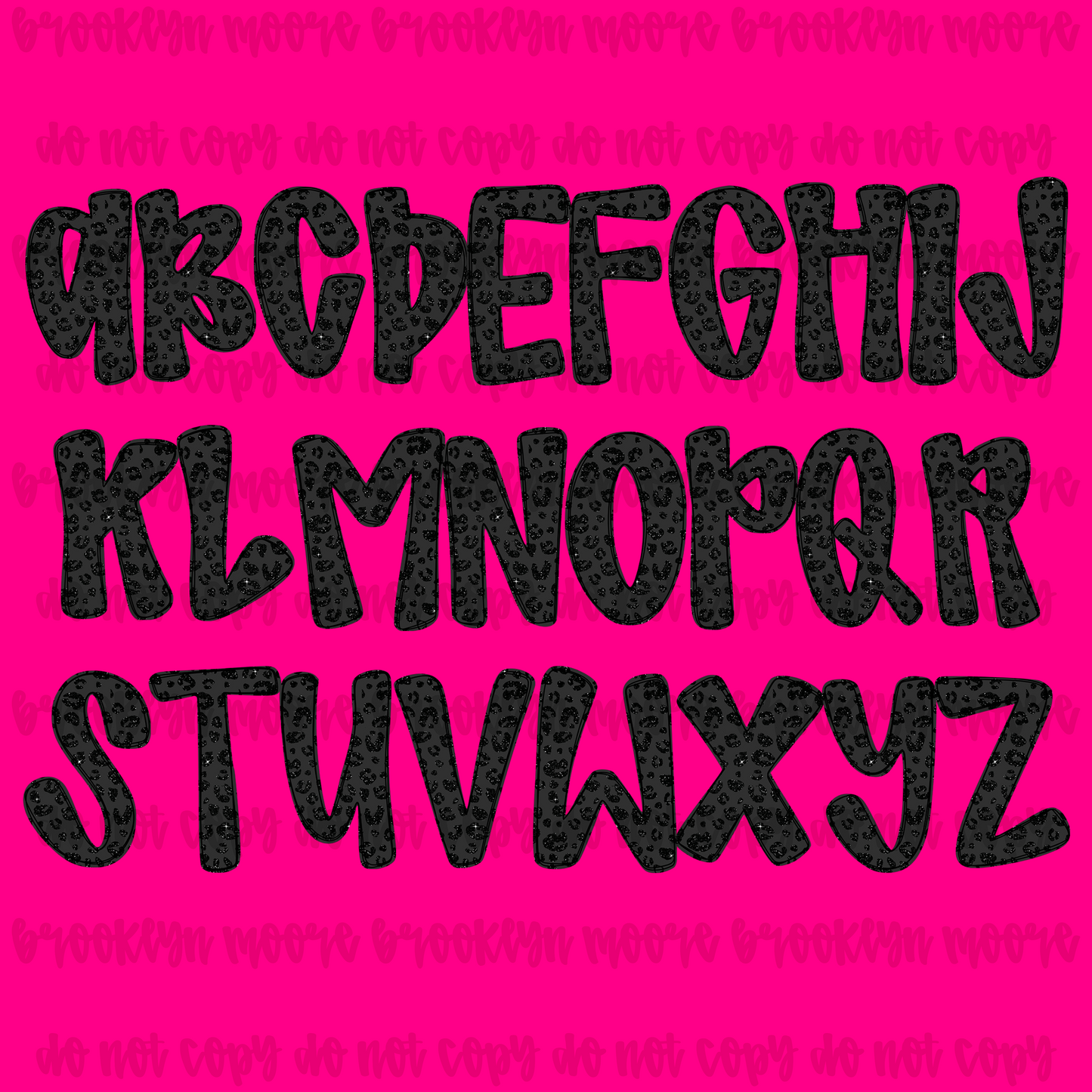 RBC black glitter leopard TYPEABLE FONT