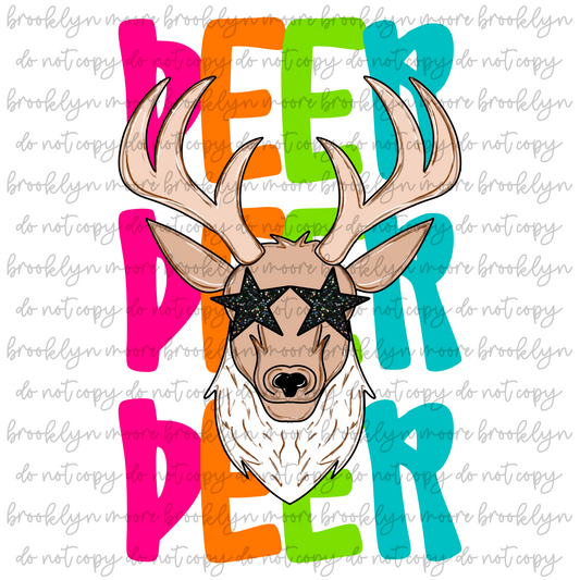 neon star-eyed deer png