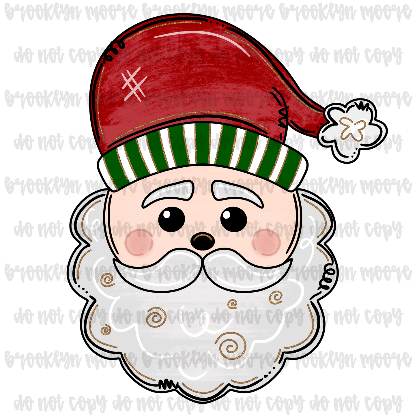 red glitter santa png set
