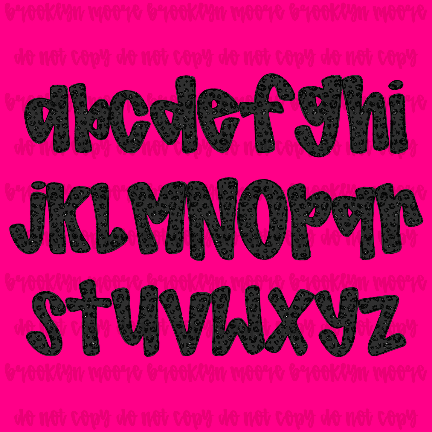 RBC black glitter leopard TYPEABLE FONT