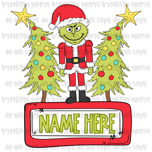 nutcracker green guy name plate png