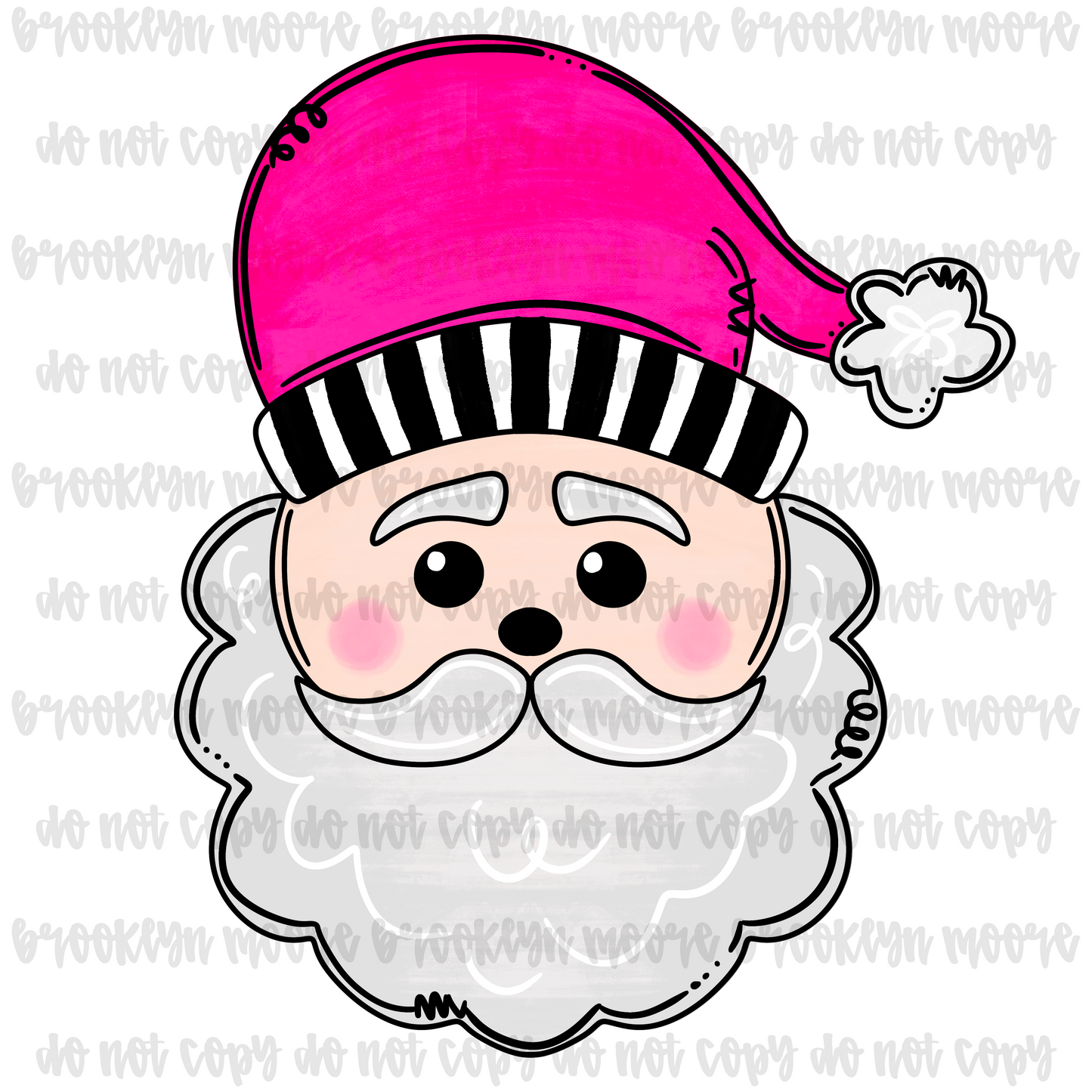 pink glitter santa png set